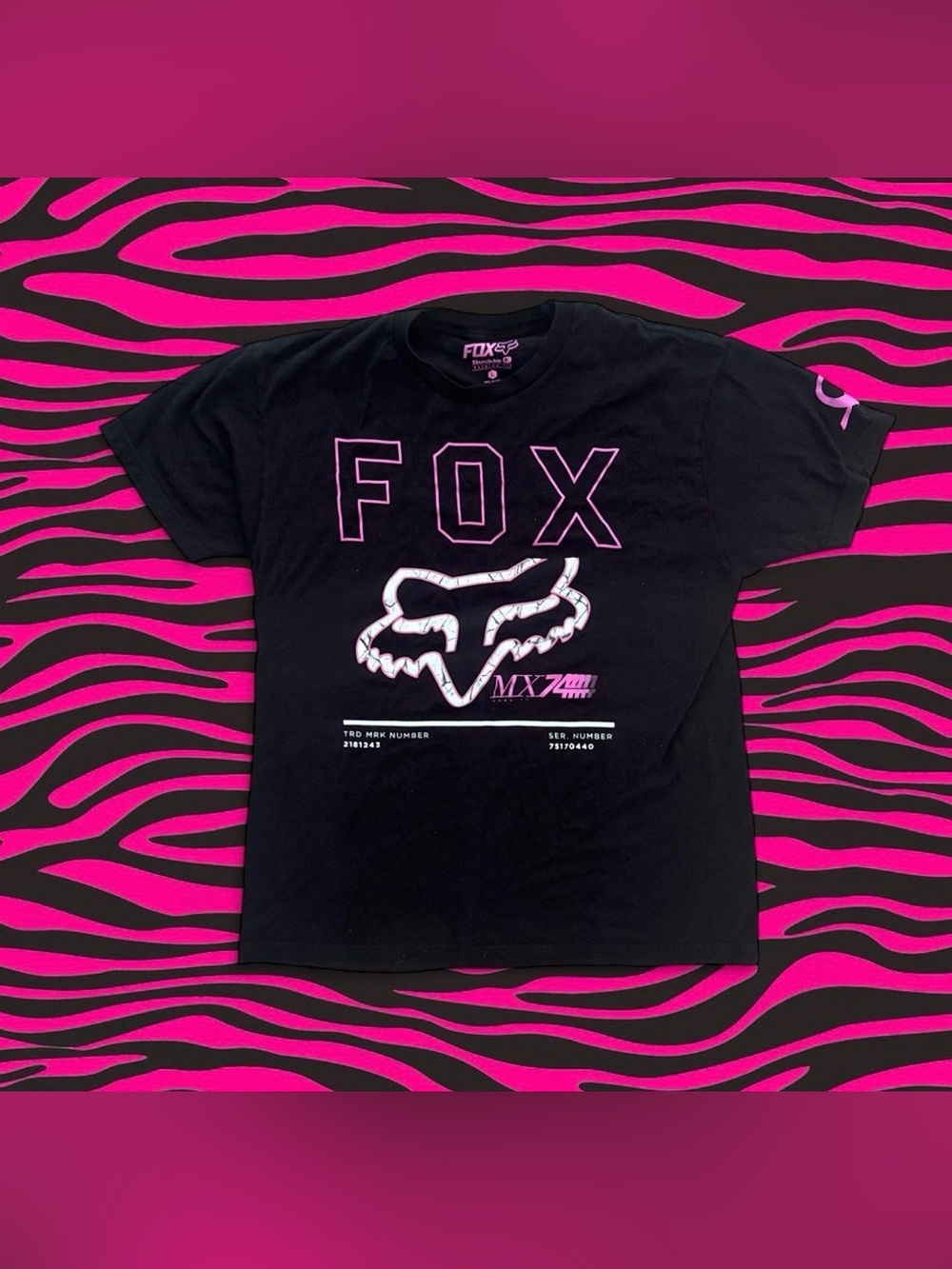Fox Black Short Sleeve Tee with Pink Logo